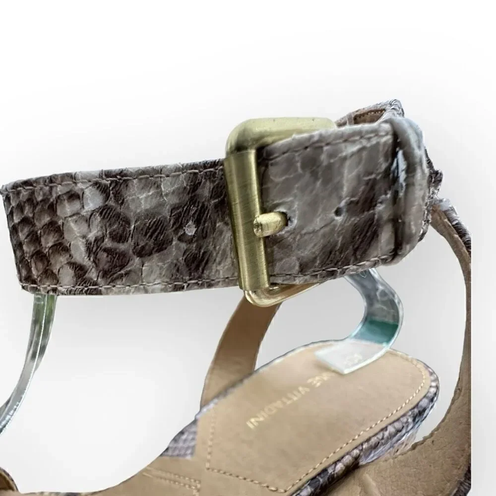 ADRIENNE VITTADINI PLATFORM ESPADRILLE Cari sandals grey snake skin print size 9